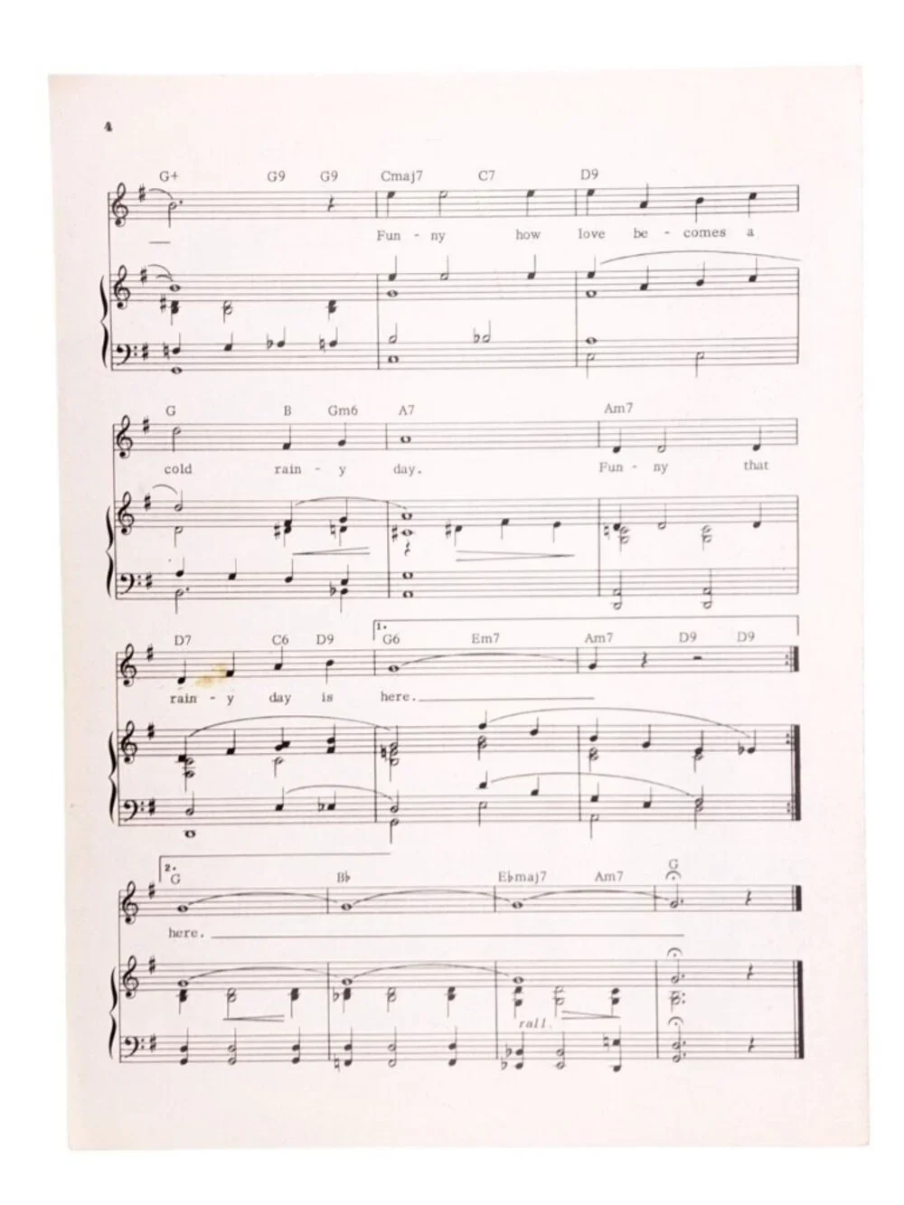 Vintage Here's That Rainy Day Sheet Music Jimmy Van Heusen 1953 Carnival Flander - Picture 2 of 6